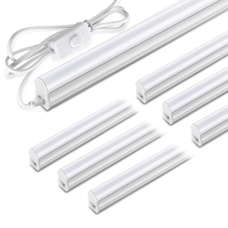 Pak 4FT LED Shop Light, 2300LM 6500K Cool White, 20W Energy-Saving Super Bright Linkable T5 Ceiling and Under Cabinet Lighting Fixture for Garage, Workshop, Basement, Warehouse, FCC Certified, 6 Pack Paklighting