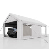 12 x 20FT Heavy Duty Carport with Roll-Up Windows, Portable Garage with Removable Sidewalls & Doors, Portable Car Tent Garage with Roll-Up Windows and All-Season Tarp, for Car, Truck, Curtainboro