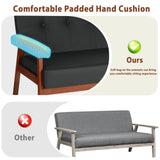 JIASTING 50” Black Leather Love Seat Sofa Couch, Mid Century Modern Small Office Loveseat Couch with Wood Arms, Two Seater Couches for Small Spaces, Living Room, Waiting Room, Bedroom (Black) JIASTING