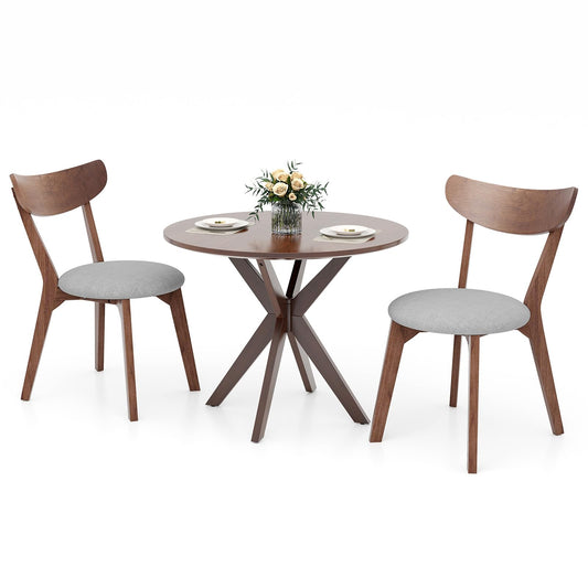 ERGOMASTER Dining Table Set for 2, Small Kitchen Table Chairs Set of 2, Mid-Century Wooden Round Dining Table and Two Dining Chairs for Dining Room, Kitchen, Café, Restaurant, Living Room… - WoodArtSupply