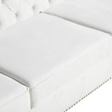 LEVNARY Chesterfield Loveseat Velvet, Upholstered Sofa with Button-Tufted Back, Mid-Century Modern Sofa with Solid Wood Legs, 2 Seater Couches for Living Room (White) LEVNARY