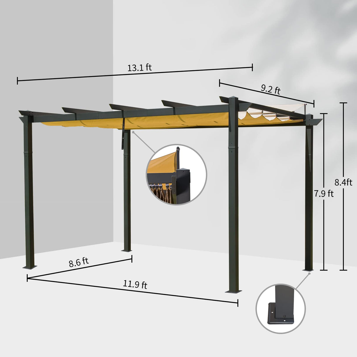 Domi 9x13FT Pergola, Outdoor Retractable Pergola with Weather-Resistant Sun Shade Canopy, Aluminum Pergola Gazebo for BBQ, Party, Wedding, Patio, Backyard, Deck, Garden domi outdoor living
