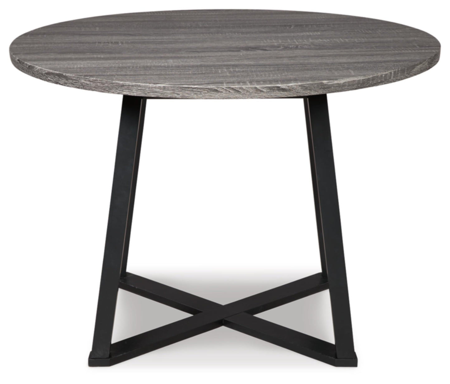 Signature Design by Ashley Centiar Mid Century Round Dining Room Table with Metal Legs, Gray & Black - WoodArtSupply