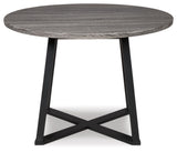 Signature Design by Ashley Centiar Mid Century Round Dining Room Table with Metal Legs, Gray & Black Signature Design by Ashley