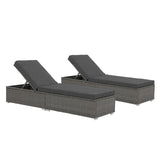 JOIVI Outdoor Patio Chaise Lounge Chairs Set of 2, PE Wicker Patio Pool Lounge Chairs Furniture Set of 2, Pool Lounger Gray Rattan Adjustable Backrest with Removable Dark Gray Cushion JOIVI