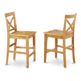 East West Furniture PBS-OAK-W Pub Counter-Height Bar Stool - Pub Height Kitchen Chairs, Set of 2, Oak East West Furniture