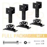 Heavy Duty Roof Riser Brackets Kit, Adjustable Roof Riser Beam Mount Brackets for Roof Pergola Gazebo (Black - Set 3) TPHUC