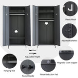 Metal Storage Cabinet with Hanging Rod, Wardrobe Armoire Closet for Bedroom, Laundry Room CJF