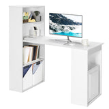 Tangkula White Computer Desk with Bookshelf, Writing Study Desk with Storage Shelves & CPU Stand, Modern Compact Computer Workstation for Home & Office, Space-Saving Design Tangkula