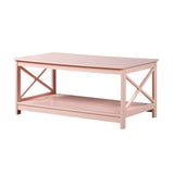 Convenience Concepts Oxford Coffee Table with Shelf, Blush Pink Convenience Concepts