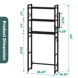 Simple Trending Over The Toilet Storage Rack with Toilet Paper Holder, Heavy Duty Metal 3 Tier Bathroom Organizer Shelf with 3 Hooks,Black Simple Trending