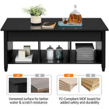 Yaheetech Black Coffee Table, 47.5in Lift Top Coffee Table, Lift Up Center Table w/Hidden Compartment & 3 Cube Open Shelves for Living Room Yaheetech
