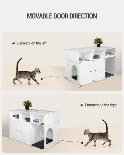 Hzuaneri Cat Litter Box Enclosure, Small Pet Enclosure, Hidden Cat Litter Box Furniture with Carpet, Easy to Clean, 35.4 x 18.5 x 22.4 inches, Bedroom, Living Room, Balcony, White CB83299WT - WoodArtSupply