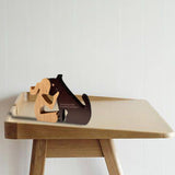 Bantlou Handmade Wooden Statue - Personalized Wooden Pet Carvings - Cute House Decor, People and Dog Statue, Shelf Decor Accents - Customizable Text, Home Decor Gifts for Family - Natural Wood(02) Bantlou