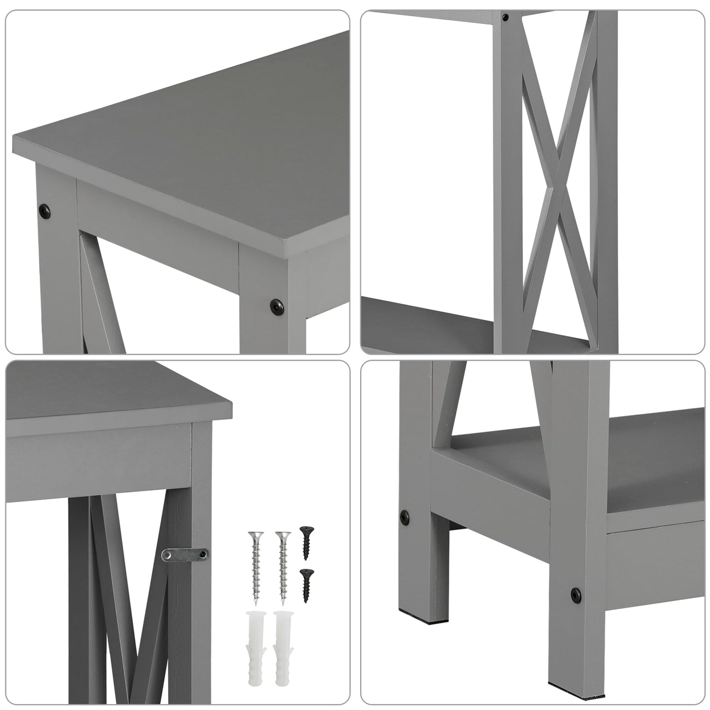 SUPER DEAL 2-Tier Narrow Console Sofa Side Table for Entryway/Hallway/Living Room, 39.3in L x 11.8in W x 31.6in H, Grey - WoodArtSupply