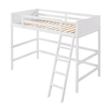 Merax Twin Modern Kids Loft Bed with Ladders Wood Loft Bunk Bed for Juniors/Easy Assemble/Space Saving White Merax