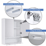 Elegant White Wall-Mounted Bathroom Mirror Cabinet with Adjustable Shelves Tangkula