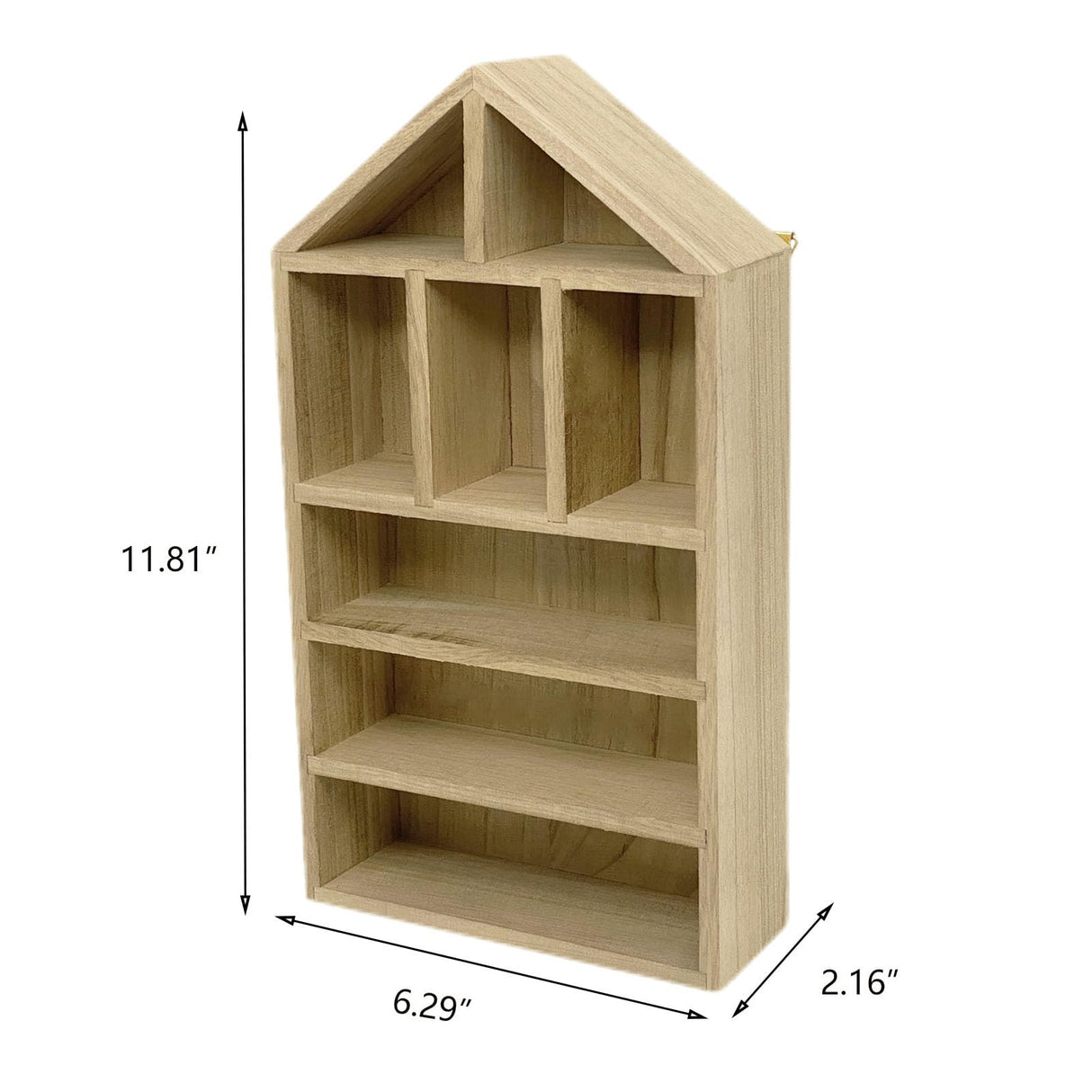 TANG SONG 8-Slot Wooden House-Shaped Mini Figures Cubby Box Display Shelf Organizer Storage Box (Light Brown) TANG SONG