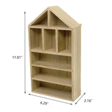 TANG SONG 8-Slot Wooden House-Shaped Mini Figures Cubby Box Display Shelf Organizer Storage Box (Light Brown) TANG SONG