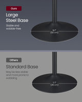 VASAGLE Bar Table, Round Cocktail Table with Multi-Colored Lights and Glass Top, Large Steel Base, 41.3 Inches Tall Pub Table for Kitchen, Bistro, Parties, Cloud White and Ink Black VASAGLE