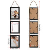 QUTREY 5x7 Collage Picture Frames Black, 3 Openings Vertical Hanging Photo Frame Set Display 5 by 7 inch Pictures for Wall Decor, 2 Pack QUTREY