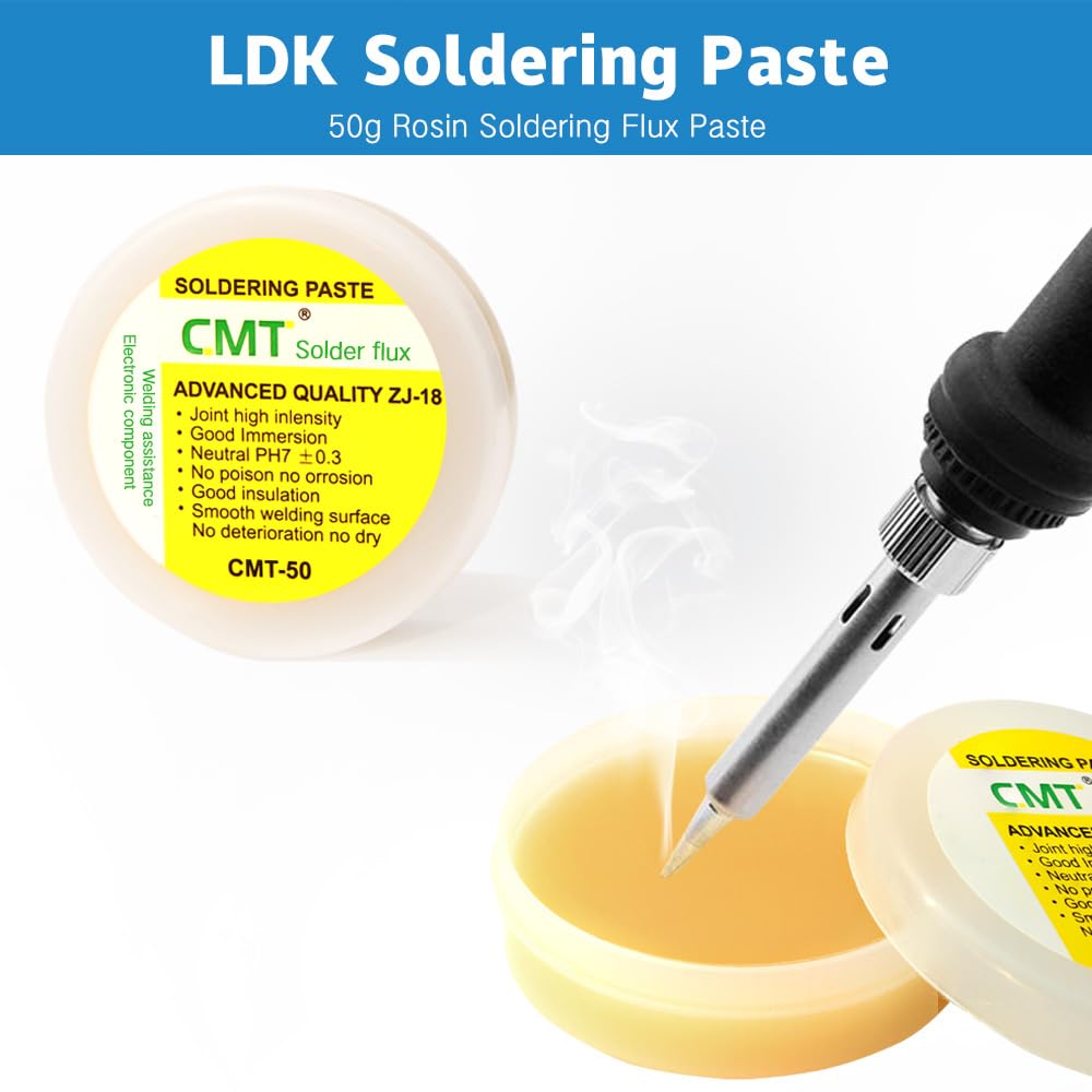 LDK Soldering Iron Kit, Electric Soldering Gun Welding Tools with ON/OFF Switch, Solder Wire, Flux Paste, Soldering Iron Stand, Sponge, 5pcs Tips [110V US Plug] LDK