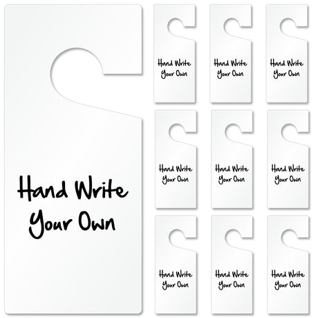 SmartSign (Pack of 10) Blank Write-On Door Knob Hanger Tags - 4" x 9", 15 mil Vinyl, White, Easy to Display, Made in USA SmartSign