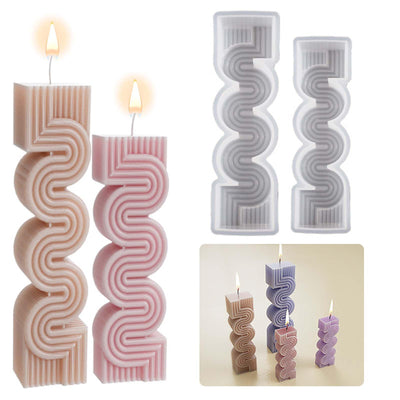 2 Pack S Geometry Candle Mold Geometric Lines Spiral Pillar Resin Casting Mold Resin Making Molds Silicone Mold for Candle Home Decorate Candle Making 3D Animal Mold