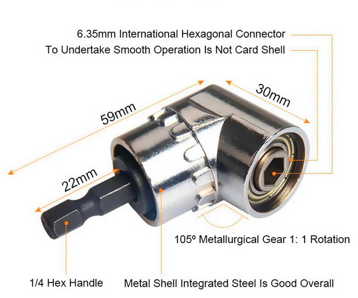 CIGOTU Impact Grade Power Hand Tools Driver Sockets Adapter Extension Set, 3Pcs 1/4 3/8 1/2" Hex Shank Drill Nut Driver Bit Set + 105 Degree Right Angle Driver Extension Screwdriver Drill Attachment CIGOTU