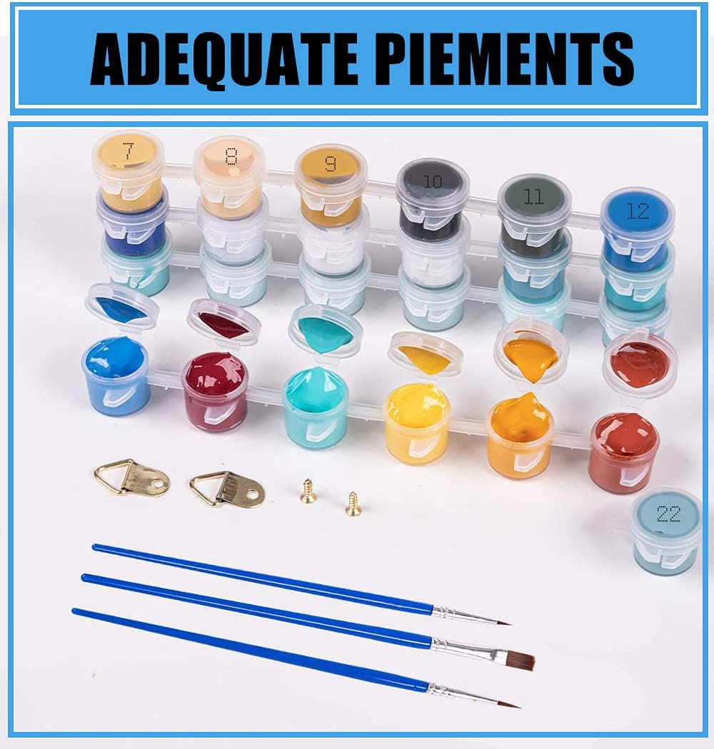 MXCFZX Sunset Beach Paint by Numbers kit for Adults，Beginner on Advanced Canvas Adult Paint by Number Kits ，Easy Landscape Painting by Numbers,Acrylic Paint Boat On Lake Crafts for Home Decor 8x12in MXCFZX