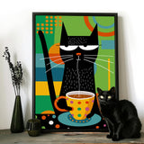 Bgraamiens Puzzle-Coffee Cat- Modern Art Puzzle Cartoon Cat Puzzle 1000 Pieces Puzzle for Adult, Color Challenge Puzzle for Adult Bgraamiens