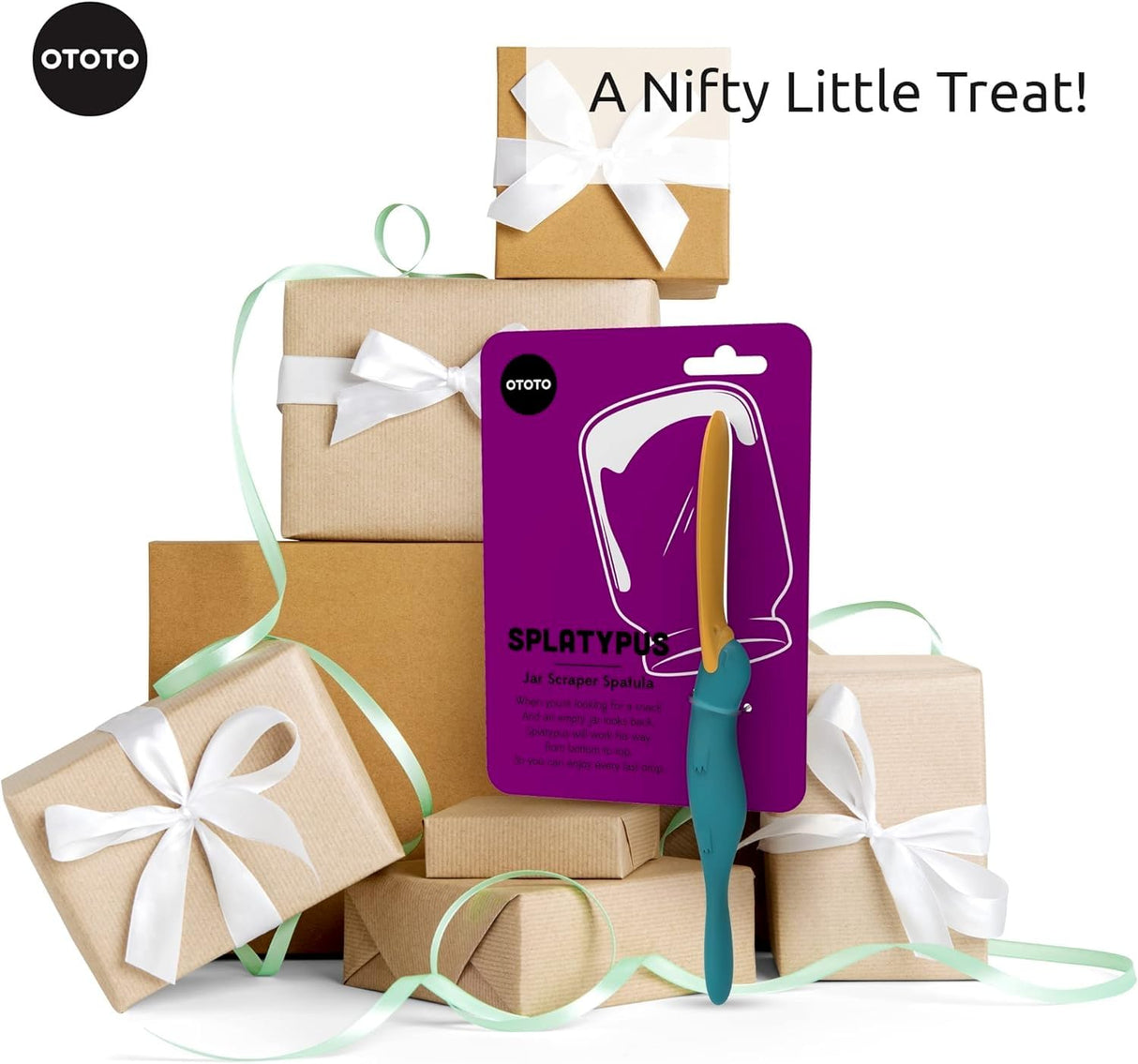 OTOTO Splatypus Jar Spatula for Scooping and Scraping - Unique Fun Cooking Kitchen Gadgets for Foodies - BPA-free & 100% Food Safe - Crepe Spreader OTOTO