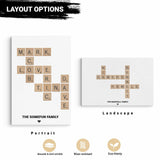 Personalized Family Scrabble Wooden Framed Canvas Wall Art, Customized Crossword Wall Art - Scrabble Letters for Wall Decor, Living Room Decor ENQU