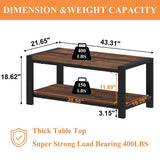BON AUGURE Coffee Table for Living Room, Industrial Wood and Metal Living Room Tables, Farmhouse Rectangular Center Table (Rustic Oak, 43 Inch) BON AUGURE