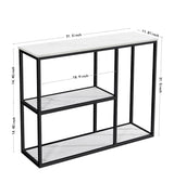 WOHOMO Console Table, 12 Inch Narrow Entryway Table for Living Room, 31.5 Inch Modern Industrial Sofa Table with 3-Tier Storage Shelves for Corridor, Hallway, White Marble WOHOMO