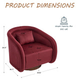 WAIRGUD 360 Degree Swivel Barrel Chair, Comfy Upholstered Accent Chair Modern Velvet Fabric Swivel Chair Pumpkin-Shaped Arm Chair for Living Room Bedroom Apartment Office (Wine Red) WAIRGUD