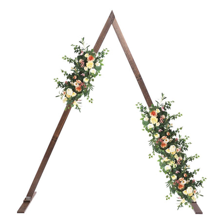 LOYALHEARTDY Triangle Wood Wedding Arch, 8.2ft x 6.9Ft Portable Wooden Arch Decor Rustic Wedding Arch Decorations Garden Arbor Bridal Indoor Outdoor Backdrop Stand for Wedding Ceremony LOYALHEARTDY