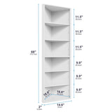 Furnify 6 Tier Corner Shelf with Adjustable Shelf, 68" Tall Corner Bookshelf Bookcase, Freestanding Corner Display Storage Shelf for Living Room, Office, Kitchen, Bath Room,Small Space, White Furnify