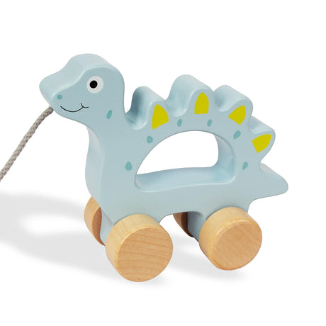 WoodenEdu Baby Toys Car,Wooden Pull Along Toddler Toy, Developmental Toy for 1 Year Old Girl Boy Birthday Gift (Dinosaur) WoodenEdu