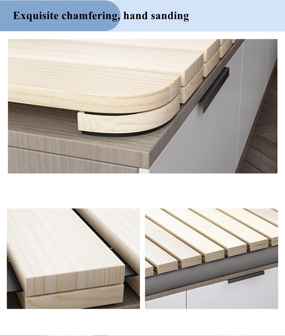 LOBOTOU Breathable Moisture-Proof Bed Plate, Guest Tatami Mat,Wood Roll-Type Slatted Bed Japanese Floor Futon Mattress, Floor Sleep Bedding (Queen) LOBOTOU