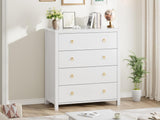 IDEALHOUSE Dresser for Bedroom, Chest of Dressers 37" Tall Dresser for Closet with 4 Drawers Chest with Clothes Storage Cabinet, Drawer Organizer for Bedroom, Living Room, Closet, Hallway, White IDEALHOUSE