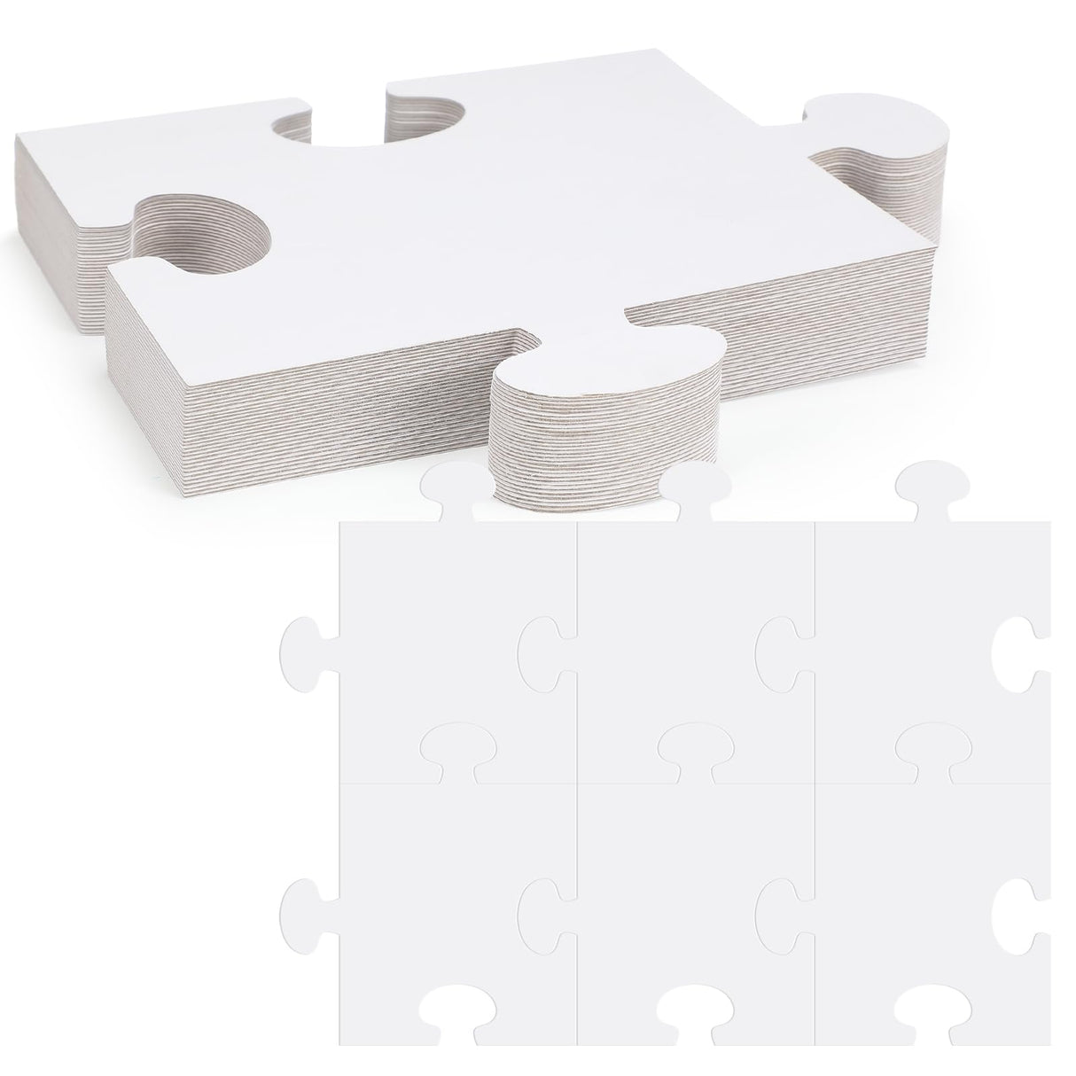 Sonwyoung 30 Pcs Large White Blank Cardboard Puzzles to Draw on 8 x 9 Inch Make Your Own Jigsaw Puzzle Pieces Giant Double Puzzle Blank White Papers for Kids Adult DIY Arts and Crafts Projects Sonwyoung