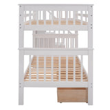 Harper & Bright Designs Twin Over Twin Bunk Bed with Stairs and Drawers, Solid Wood Stairway Bunk Bed with Storage for Kids Teens Adults, Bedroom, Dorm - White Harper & Bright Designs