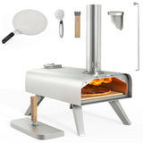 YITAHOME Wood Fired Outdoor Pizza Oven, 12" Portable Pellet Pizza Ovens with Pizza Peel & Pizza Cutter, Woodfire Pizza Maker for Outside Kitchen Cooking Stainless Steel Silver YITAHOME
