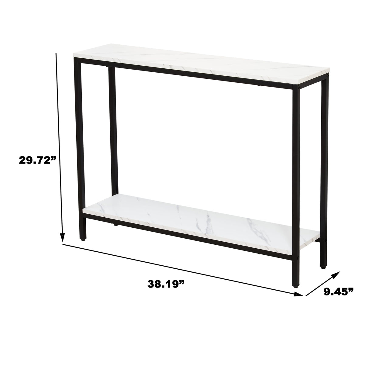 loglus Console Table for Entryway, Faux Marble MDF Sofa Table with Golden Frame (Double Layer, Black Frame) loglus