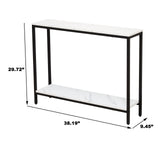 loglus Console Table for Entryway, Faux Marble MDF Sofa Table with Golden Frame (Double Layer, Black Frame) loglus
