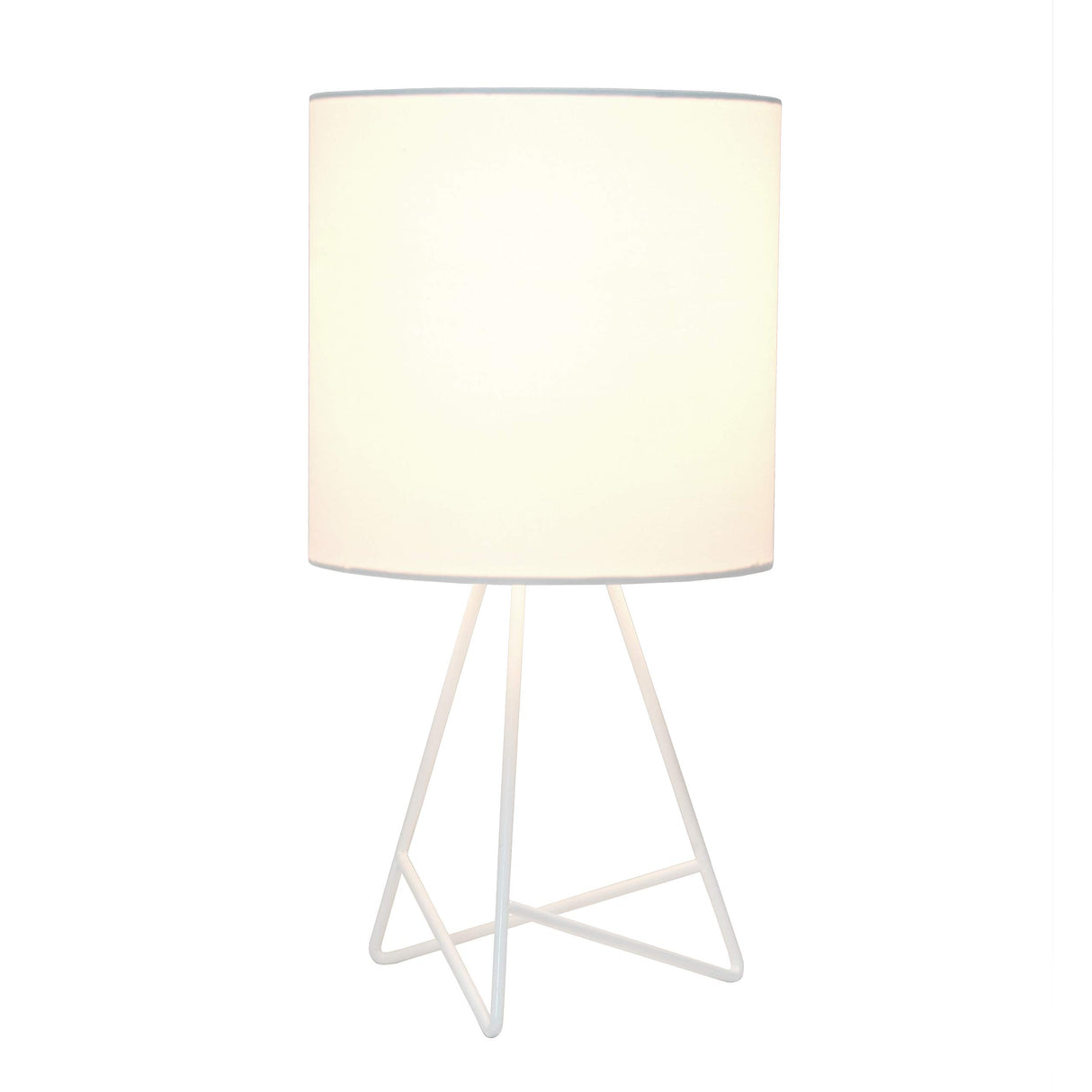 Simple Designs LT2066-WOW 14" Down to the Wire Metal Table Lamp with Fabric Shade, White with White Shade Simple Designs