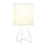 Simple Designs LT2066-WOW 14" Down to the Wire Metal Table Lamp with Fabric Shade, White with White Shade Simple Designs