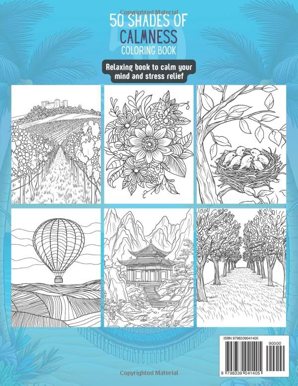 50 Shades of Calmness Coloring Book :: 50 Easy, Calming Patterns with Cute Animal Designs and Peaceful Nature Scenes for Relaxing and Creative Moments WoodArtSupply