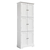ChooChoo Tall Bathroom Storage Cabinet with 6 Doors, Freestanding Floor Cabinet with Adjustable Shelves, White Pantry Cabinet for Bathroom, Kitchen, Laundry Room ChooChoo